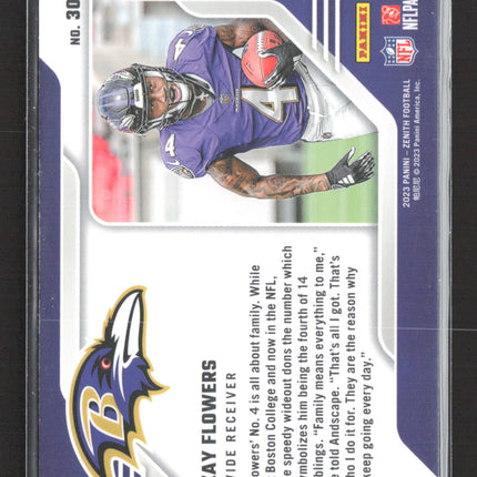 2023 Panini Zenith Behind the Numbers Zay Flowers #30 red