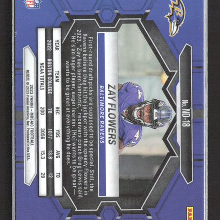 2023 Panini Mosaic NFL Debut Zay Flowers #ND-18 RC
