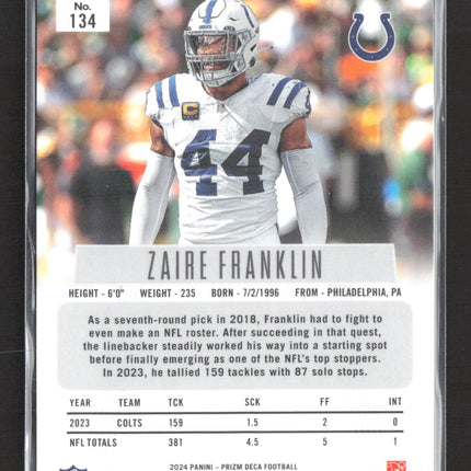 2025 Panini Prizm Deca Zaire Franklin #134 silver