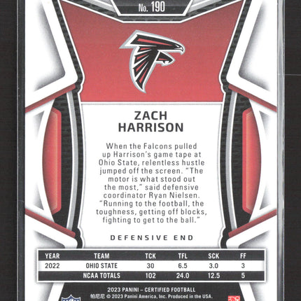 2023 Panini Certified Zach Harrison #190 013/399 RC