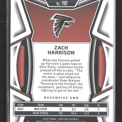 2023 Panini Certified Zach Harrison #190 Pink RC 111/199