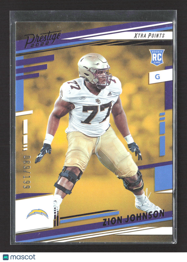2022 Panini Prestige Football Zion Johnson #381 Xtra Points Purple RC 089/199
