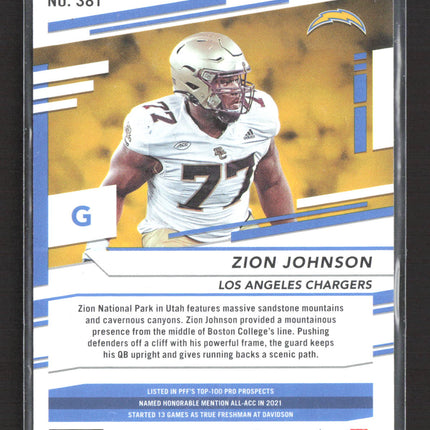 2022 Panini Prestige Football Zion Johnson #381 Xtra Points Purple RC 089/199