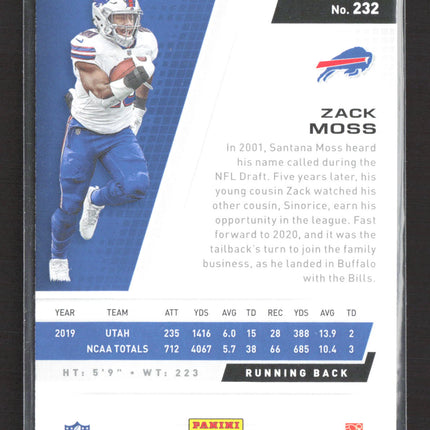 2020 Panini Playoff Zack Moss #232 RC