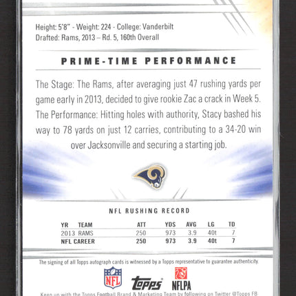 2014 Topps Prime Zac Stacy #104 auto