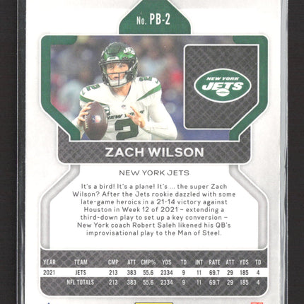 2022 Panini Chronicles Prizm Black Zach Wilson #PB-2 RC