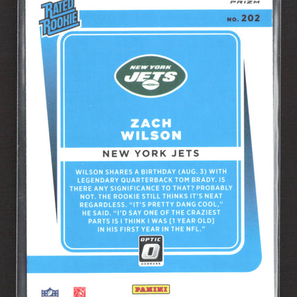 2021 Panini Donruss Optic Zach Wilson #202 Purple shock