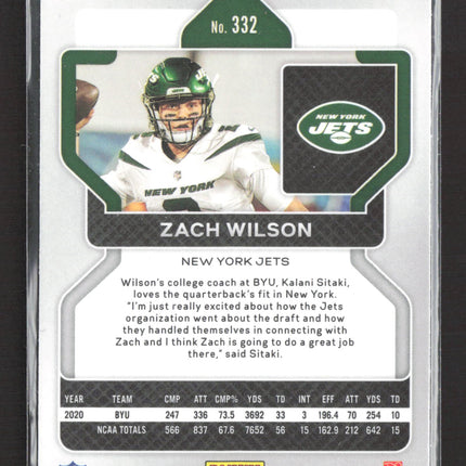 2021 Panini Prizm Zach Wilson #332 RC