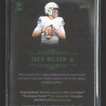 2021 Wild Card Matte Zach Wilson #MBC-5 Green Stripe 19/30