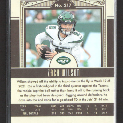 2022 Panini Chronicles Legacy Zach Wilson #217 RC