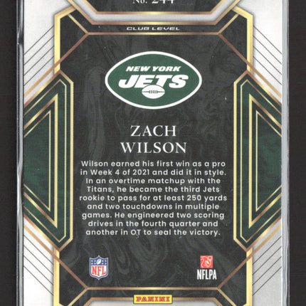 2022 Panini Select Football Zach Wilson #244 Club Level RC
