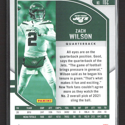 2021 Panini Absolute Football Zach Wilson #102 RC
