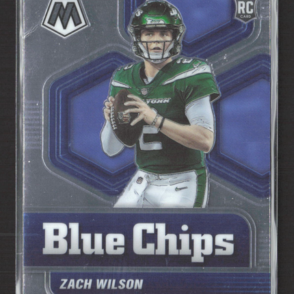 2021 Panini Mosaic Mosaic Blue Chips Zach Wilson #2 RC