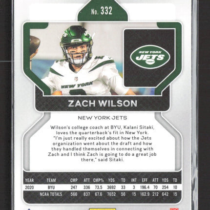 2021 Panini Prizm Zach Wilson #332 RC
