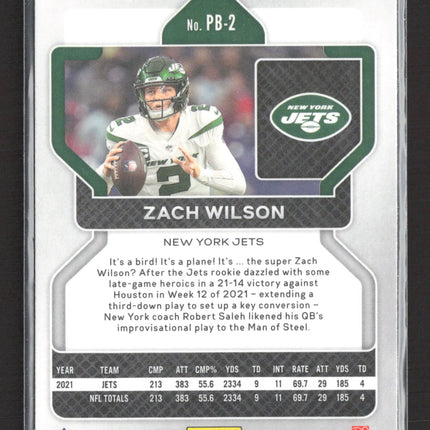 2022 Panini Chronicles Prizm Zach Wilson #PB-2 Black RC