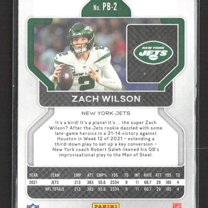 2022 Panini Chronicles Prizm Black Zach Wilson #PB-2 RC
