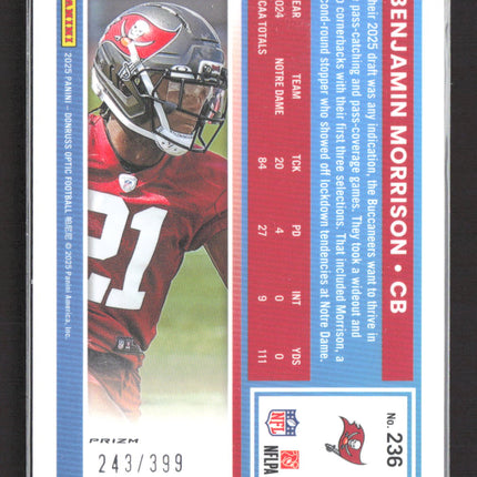 2025 Panini Donruss Optic Prizm Benjamin Morrison #236 Blue 243/399