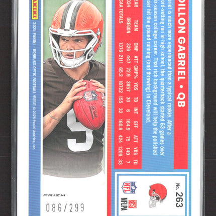 2025 Panini Donruss Optic Prizm Dillon Gabriel #263 Orange 086/299