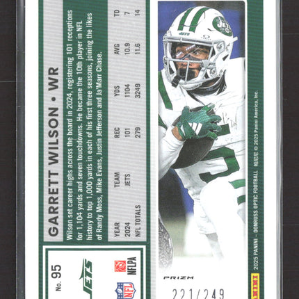 2025 Panini Donruss Optic Garrett Wilson #95 blue Prizm 221/249
