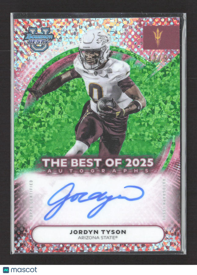 2025 Bowman University's Best Football Jordyn Tyson Green Refractor Auto /99