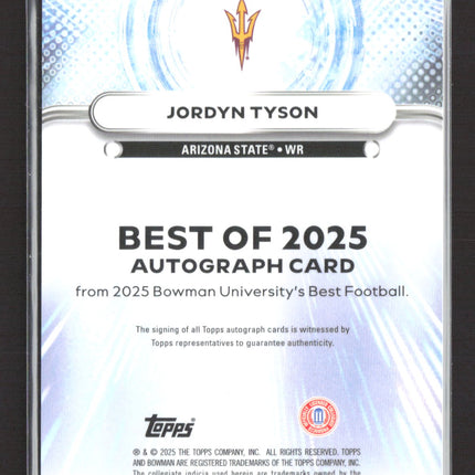 2025 Bowman University's Best Football Jordyn Tyson Green Refractor Auto /99