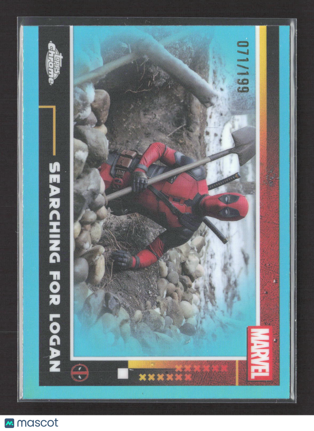 2025 Topps Chrome Marvel Studios Deadpool Aqua /199 #48 Searching for Logan