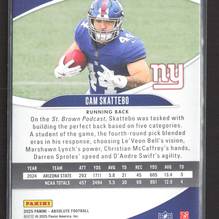 2025 Panini Absolute Football Cam Skattebo #110 RC