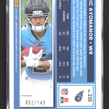 2025 Panini Donruss Optic Prizm Elic Ayomanor #235 Red 062/149