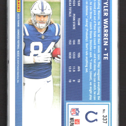 2025 Panini Donruss Tyler Warren #337 Press Proof Blue