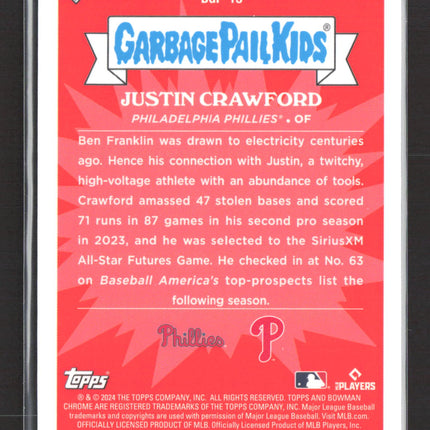 2024 Topps Garbage Pail Kids x MLB Justin Crawford #BGP-13 GPK Charged