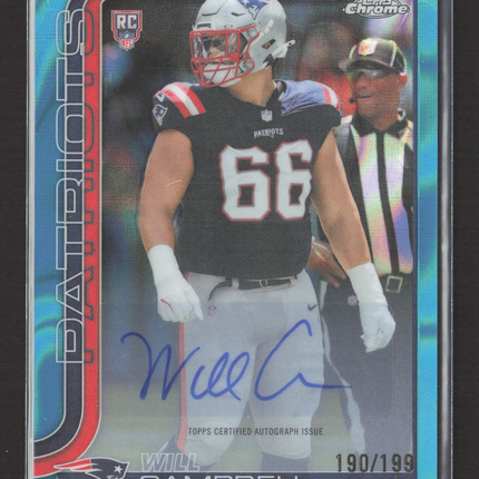 2025 Topps Chrome Will Campbell #RA-WC Aqua Wave Auto 190/199 RC