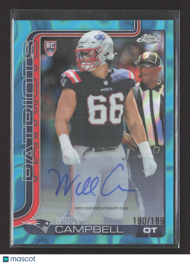 2025 Topps Chrome Will Campbell #RA-WC Aqua Wave Auto 190/199 RC