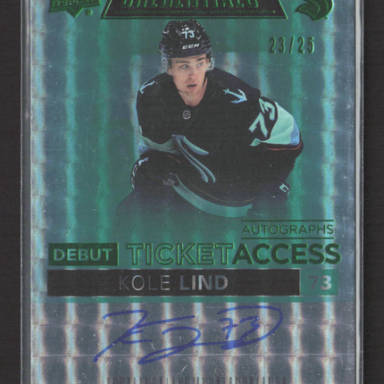 2022 UD Credentials Debut Ticket Access Kole Lind #DTAA-KL Green 23/25 Auto