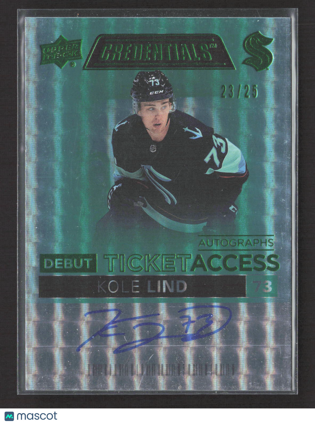 2022 UD Credentials Debut Ticket Access Kole Lind #DTAA-KL Green 23/25 Auto