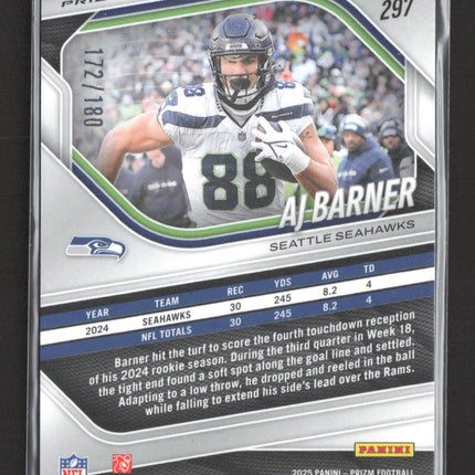 2025 Panini Prizm Football AJ Barner #297 pigskin 172/180