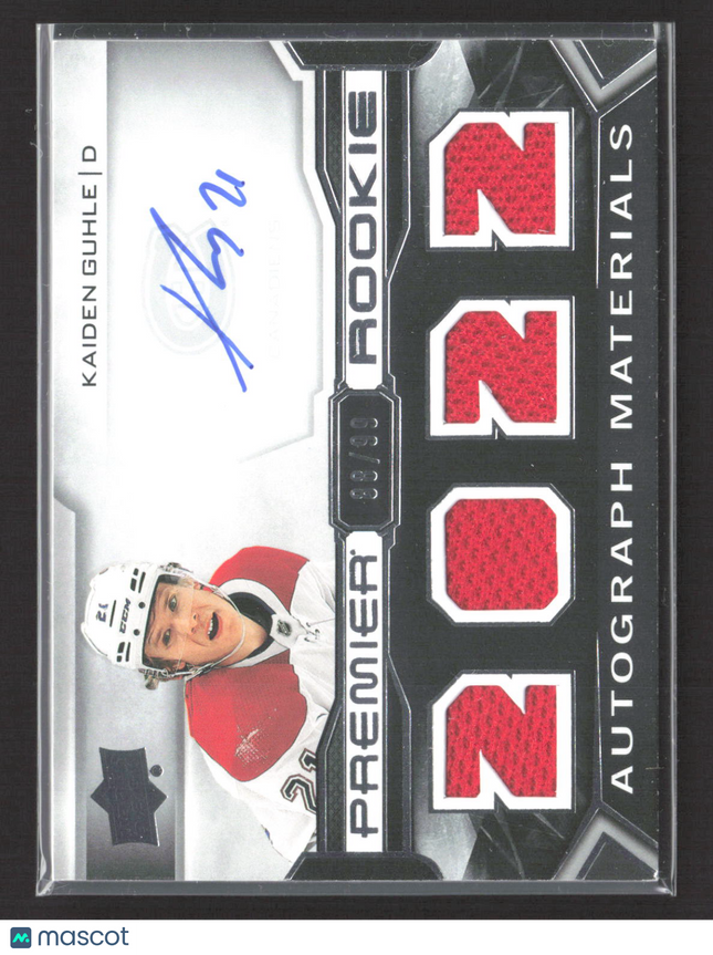 2022 Upper Deck Premier Rookie Autograph Kaiden Guhle #PRA-KG 08/99 Jersey