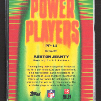 2025 Topps Chrome Power Players Ashton Jeanty #PP-14 Refractor RC