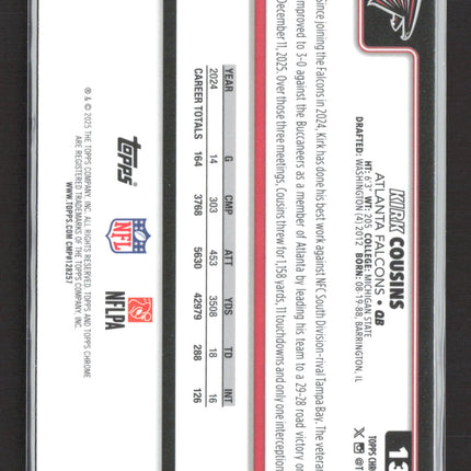 2025 Topps Chrome Kirk Cousins #13 pulsar