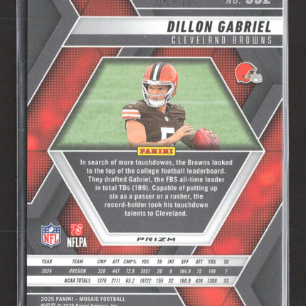 2025 Panini Mosaic Prizm Football Dillon Gabriel #332 Gold RC 04/10