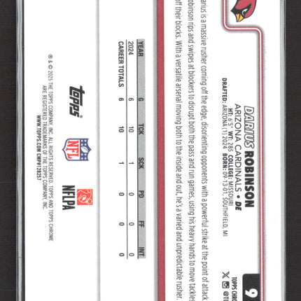 2024 Topps Chrome Darius Robinson #9 Gold Refractor 09/50