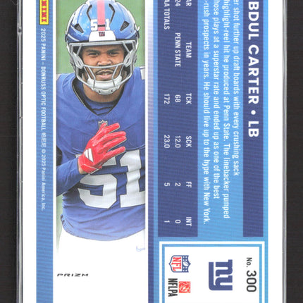 2025 Panini Donruss Optic Prizm Abdul Carter #300 holo