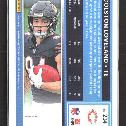 2025 Panini Donruss Optic Prizm Colston Loveland #204 Purple shock
