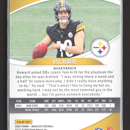 2025 Panini Absolute Football Will Howard #197 RC