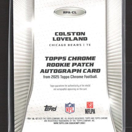 2025 Topps Chrome Colston Loveland #RPA-CL Rookie Patch Autograph RC