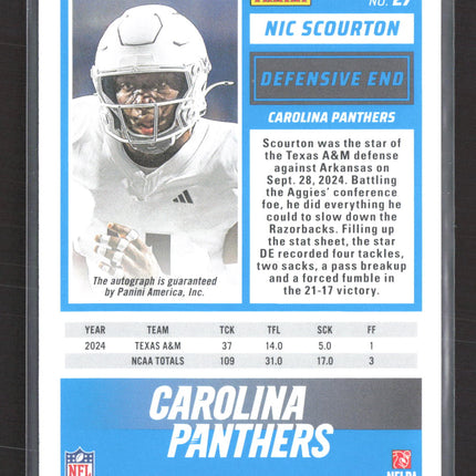 2025 Panini Score Nic Scourton #27 RC