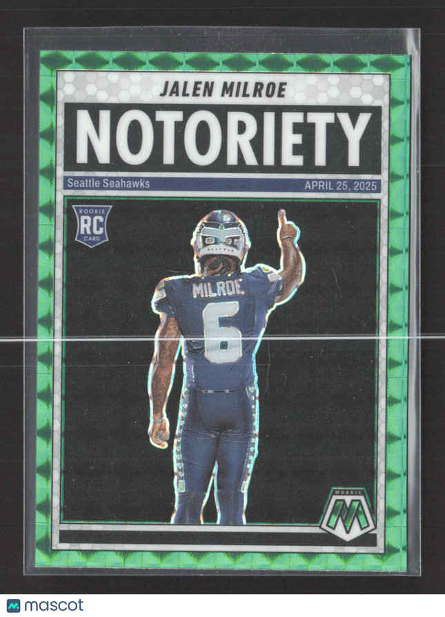 2025 Panini Mosaic Football Jalen Milroe #15 Green RC