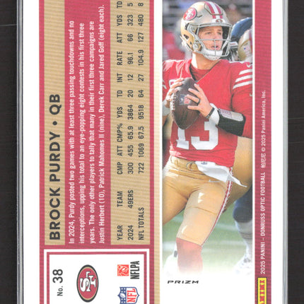 2025 Panini Donruss Optic Prizm Brock Purdy #38 Holo