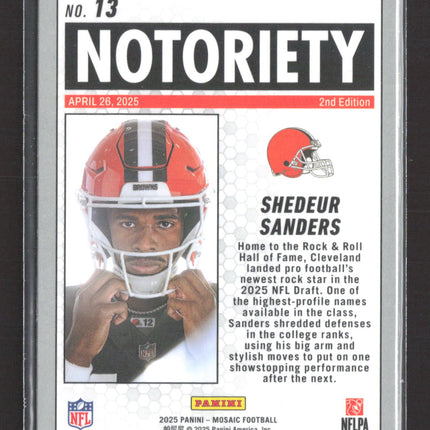 2025 Panini Mosaic Football Shedeur Sanders #13 RC