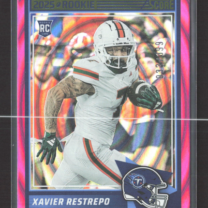 2025 Panini Score Football Xavier Restrepo #6 Pink RC 033/399