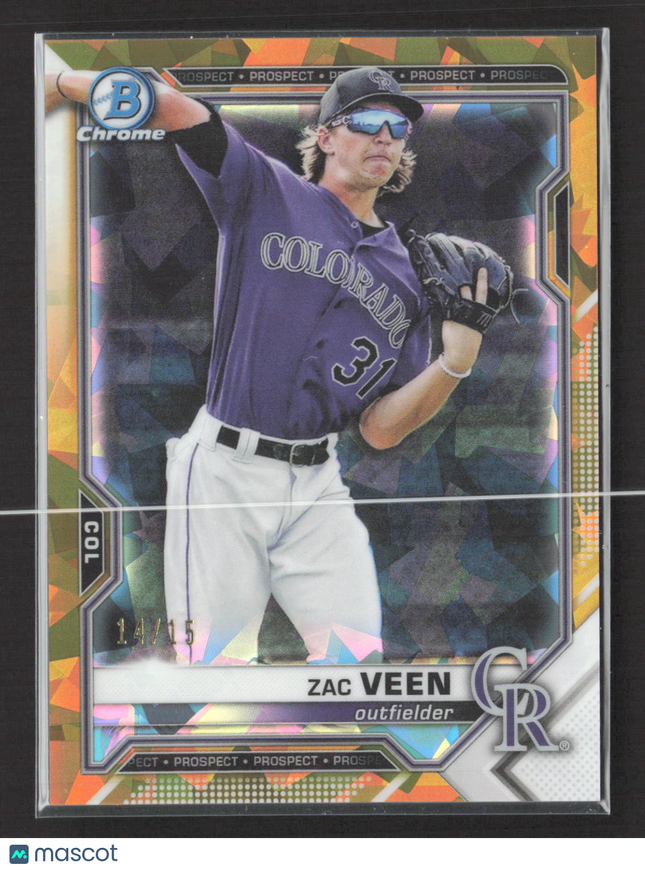 2021 Bowman Draft Chrome Sapphire Edition Zac Veen #BDC-150 Gold 14/15